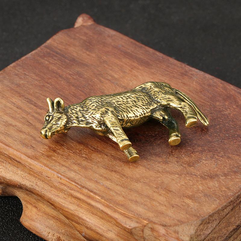 Retro Brass Milk Cow Figurines Miniatures Statue Desktop Ornaments Zodiac Animal Cow Lucky Home Decorations Crafts Accessories