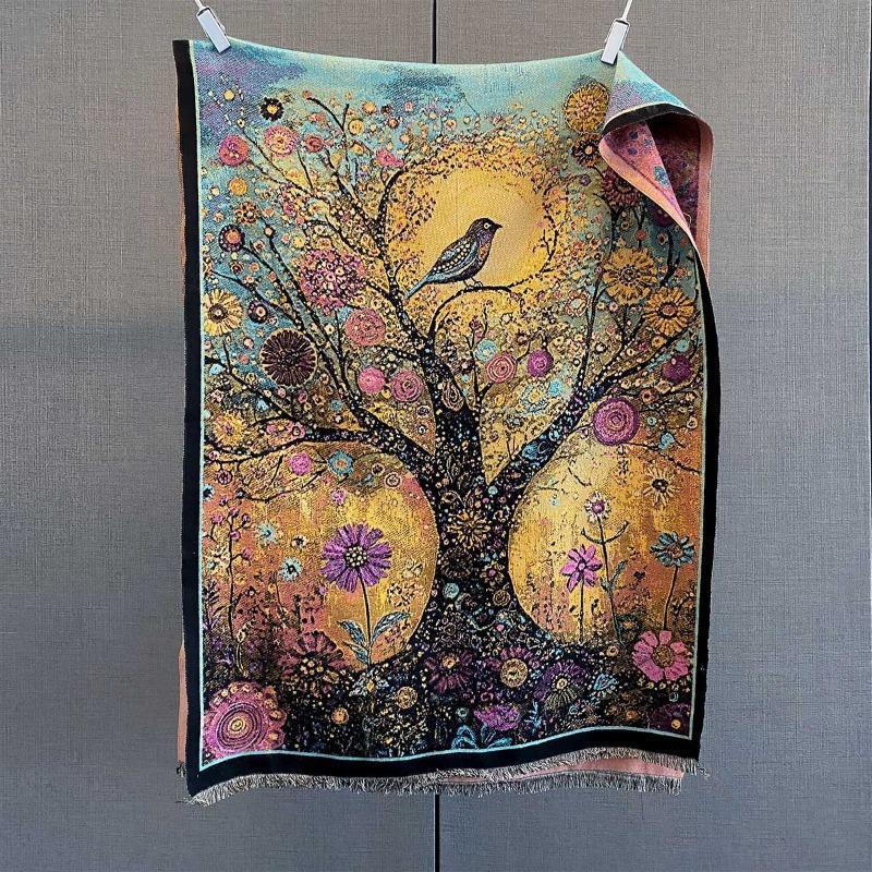 Personalized Versatile Plant Flower Jacquard Scarf Women's Autumn New Imitation Cashmere Outer Decorative Neck Scarf