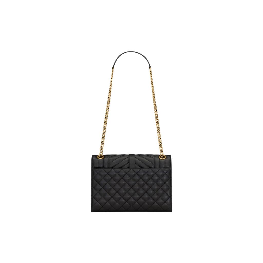 SAINT LAURENT ENVELOPEMATELASSE Lambskin Envelope Bag, Crossbody Bag, Shoulder Bag Medium Women's Black 600185-AACT7-1000