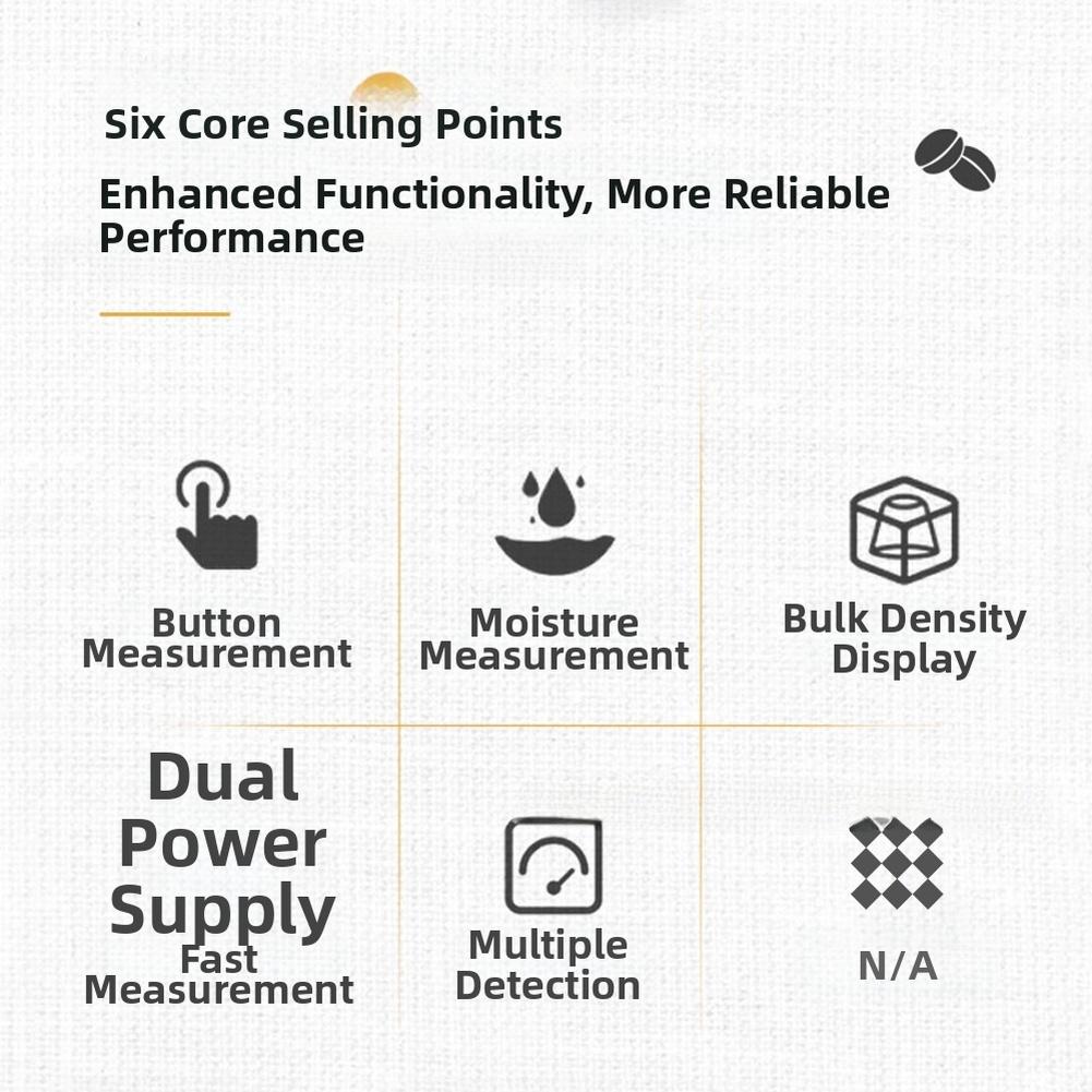 Grain Moisture Tester LDS2G for 35 Types Including Coffee Beans Cocoa Beans with Backlit LCD Bulk Density Temp Weight