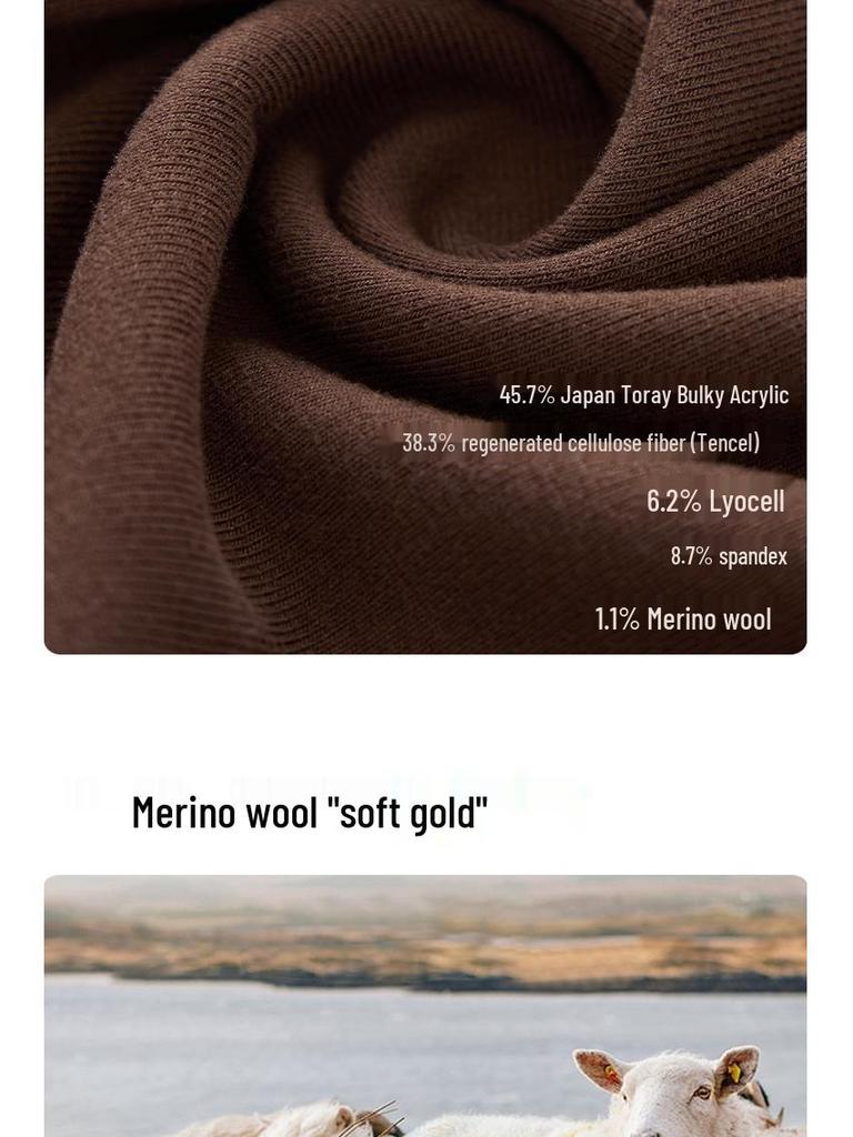 Women's Merino Wool Slim Fit Round Neck Long Sleeve Top - Autumn Style