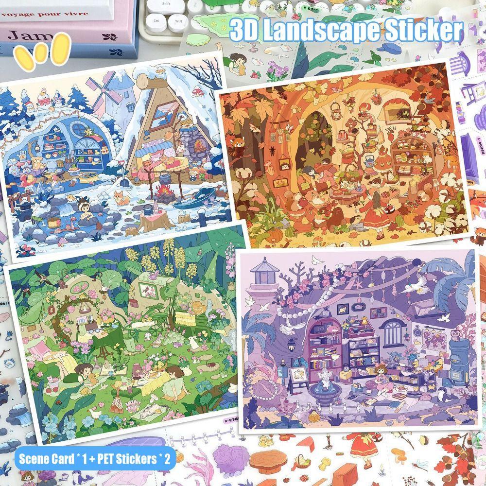 DIY Pocket Cabin Scene Stickers Floral Secret Realm Miniature Scene Sticker  Creative Craft