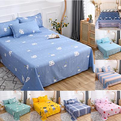 Bed Sheet Polyester Cotton Printed Fitted Sheet Bedding Flat Sheet Soft Breathable Bed Linens (No Pillowcases )