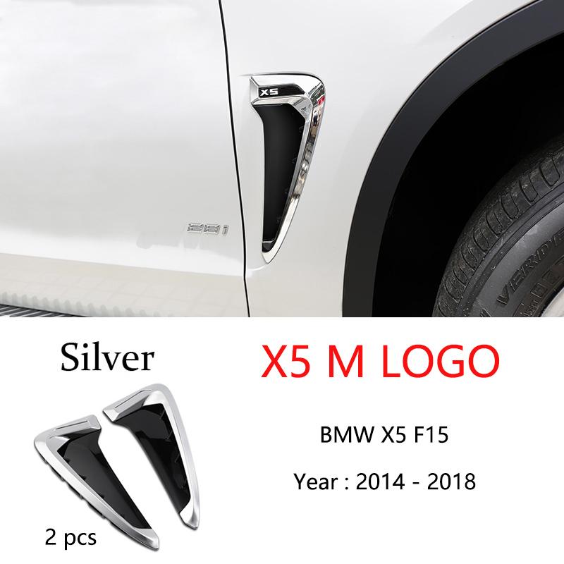 

Для BMW X Series X5 F15 X5M F85 Акульи жабры Боковая вентиляционная наклейка Автостайлинг Переднее крыло Боковая накладка вентиляционного отверстия Отделка Вентиляционные аксессуары серебряный