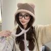 Korean Style Faux Fur Bucket Hat Warm Women Fluffy Hats Fashion Cute Cat Ear Hat  Skiing