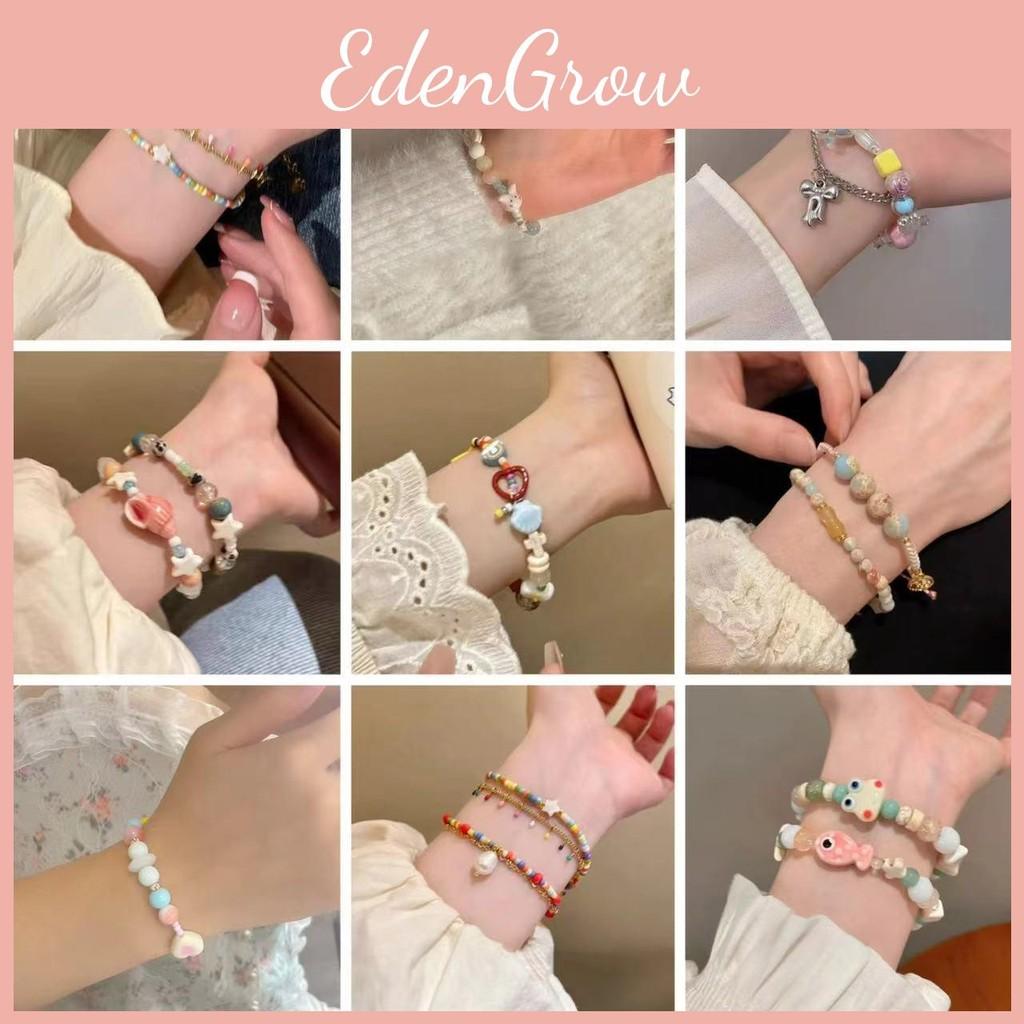 Ceramic Macaron Stylish Sea Shell Beaded Bracelet Womens Sweet Fresh Design Summer