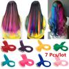 7 Piezas Multicolor Pieza de Cabello Extensiones de Cabello Liso Piezas de Cabello Extensiones de Cabello Clip-in 55cm