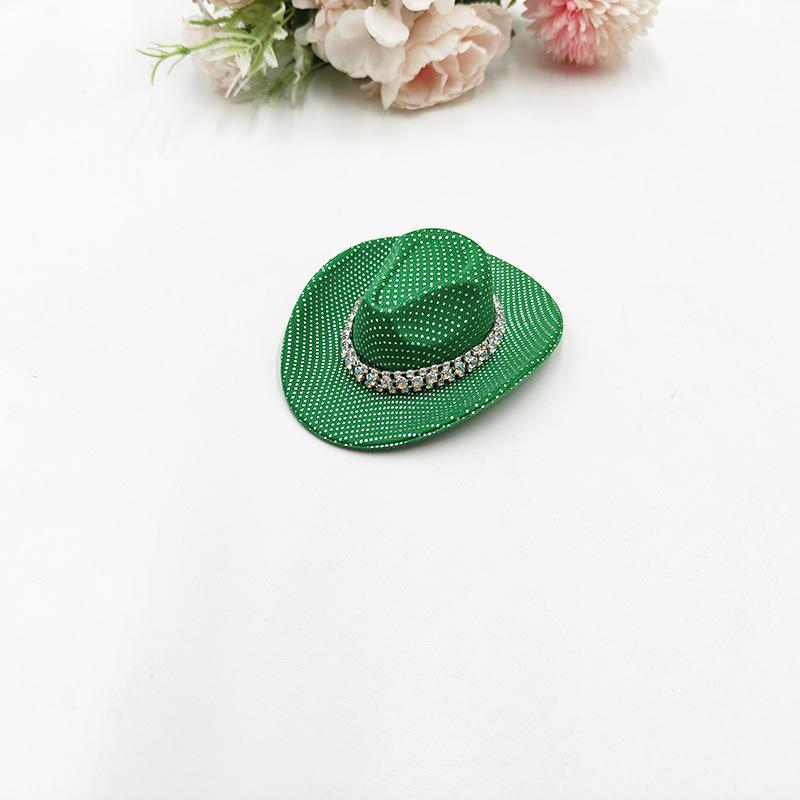 Mini Neon Glitter Cowboy Hat Hair Clip Glowing Disco Party Decoration Accessories 10 cm Holographic Party Disco Supplies