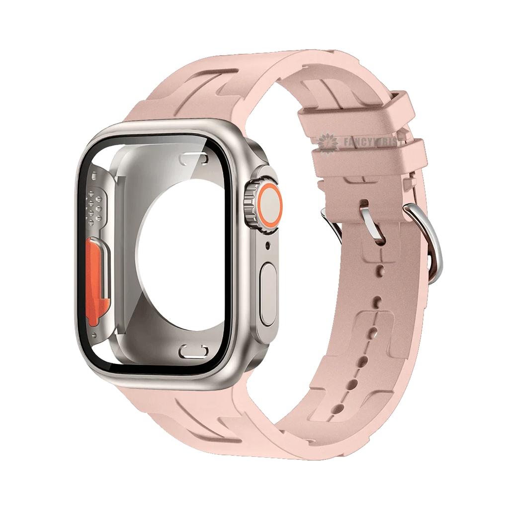 Original Silicone Band &Change To Ultra Case For Apple Watch 9 8 7 6 SE 5 4 Strap For iWatch Series 44mm 45mm 42mm 41mm Bracelet