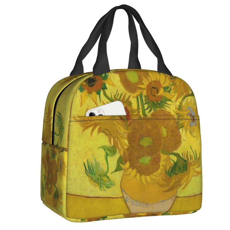 Individuelle Vase mit zwölf Sonnenblumen Lunchtasche Vincent van Gogh Gemälde Kühlbox Thermisch isolierte Lunchboxen für Erwachsene Büro