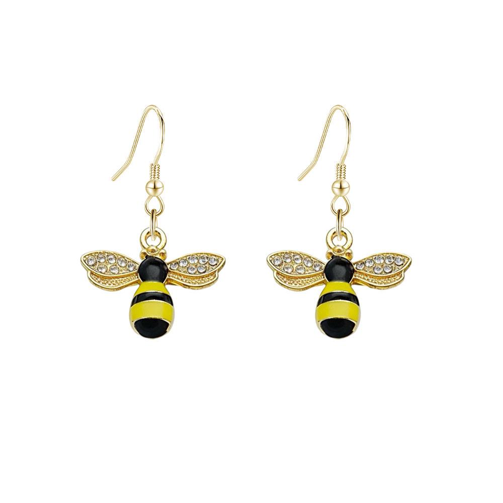 European & American Style Rhinestone Bee Earrings - Retro Fashion Insect Design
