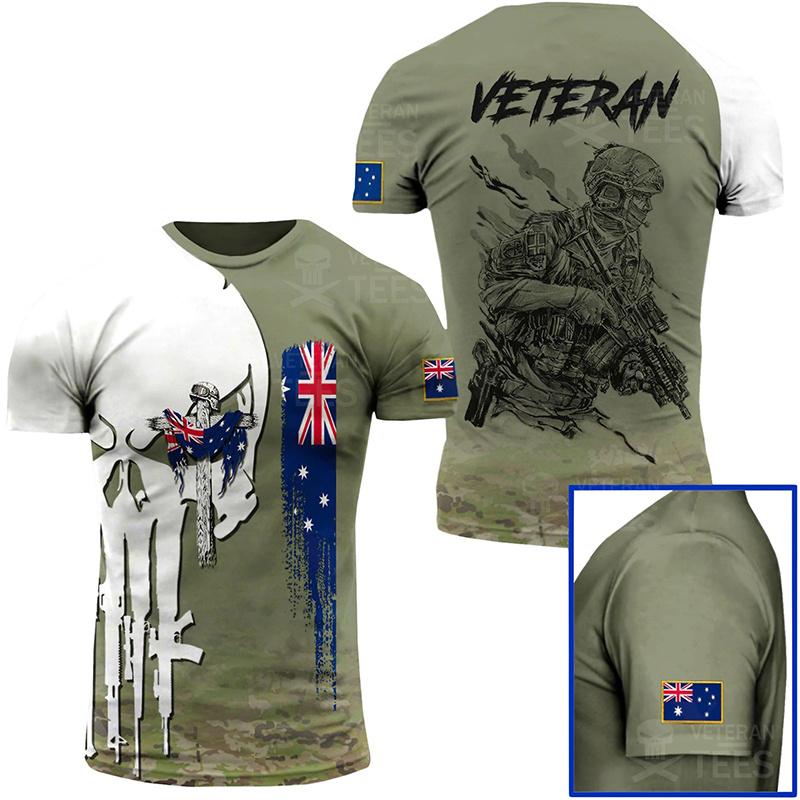 Australian Forest Camouflage T Shirt for Men Tops Tee Shirts 3D Printed Jungle Short Sleeve