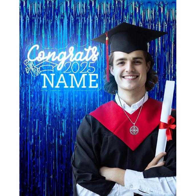 Custom Congrats Name Neon Signs for Class of 2025 Graduation, Personalized Congrats LED Neon Lights with Graduation Cap for Graduation Party Decor,