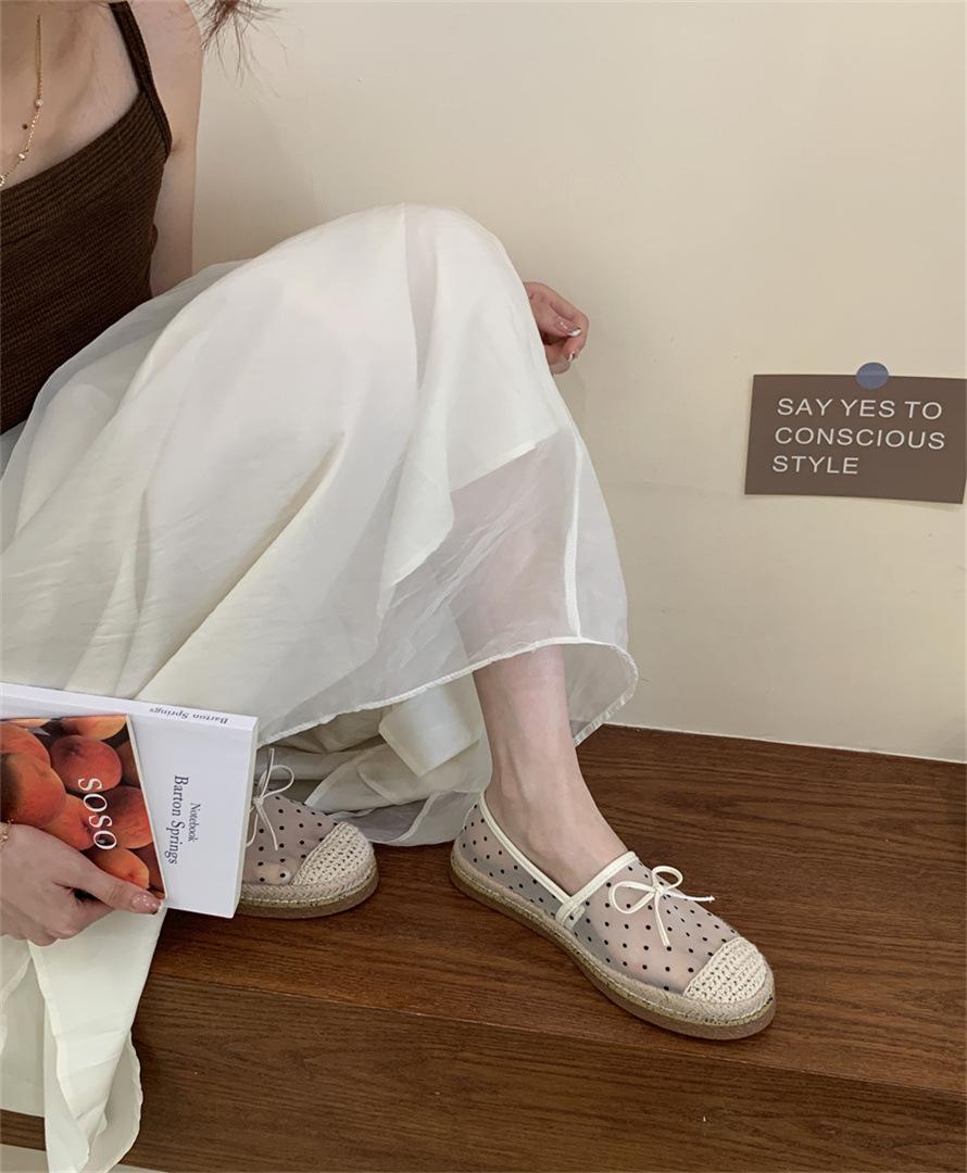 

Mesh fisherman shoes women s summer sandals 2025 new fashion breathable bow flat casual sports single shoes women 39 абрикосовый