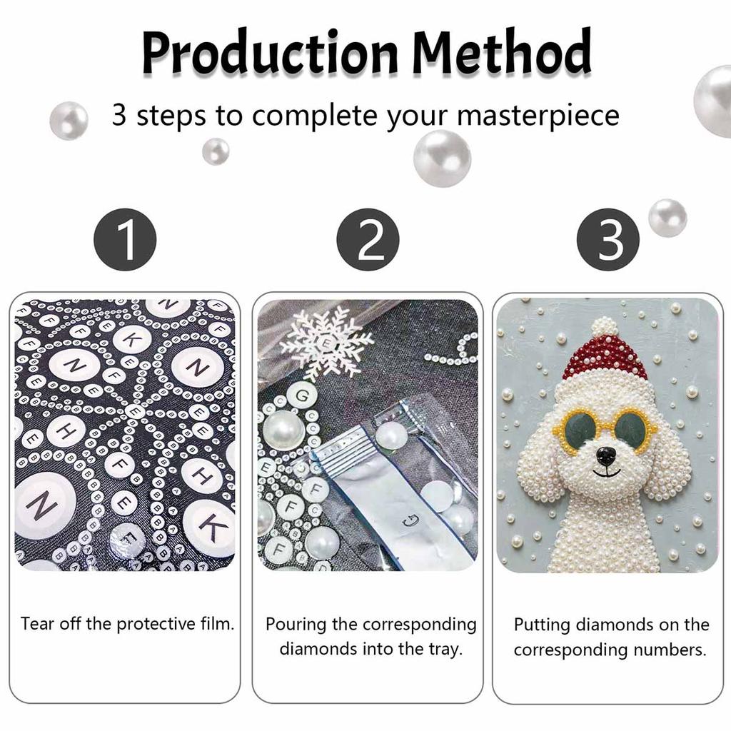 DIY rahmenloses Perlenmalerei-Set Niedlicher Hund Winter Gemütliches Zuhause Dekoration 3D Glänzende Perlenkunst Leinwand Entspannendes Bastelgeschenk für Erwachsene