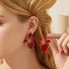 Marbled Enamel Flower Earrings with Polished Gold Trim Lovely Chic Design for Wedding Prom Party Gift for Her