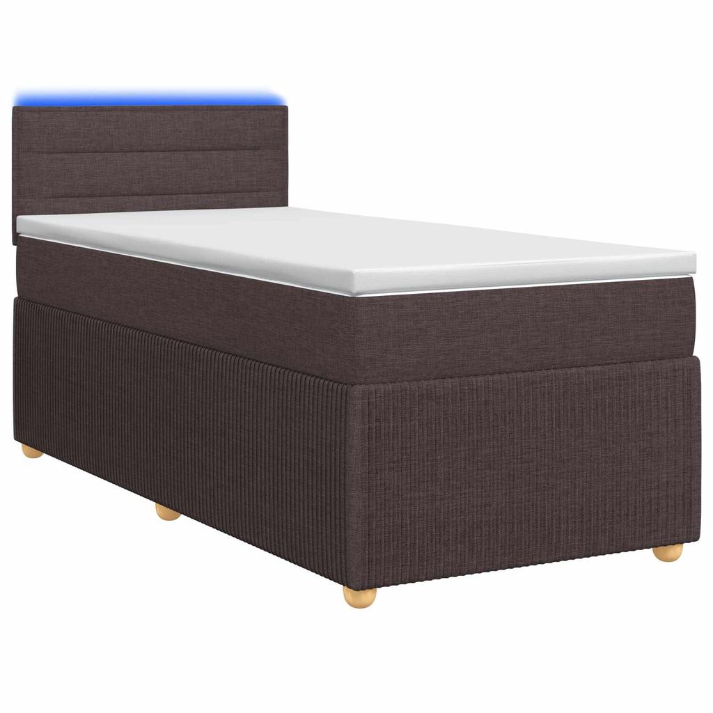 Box Spring Bed with Mattress Dark Brown 90 x 190 cm Fabric
