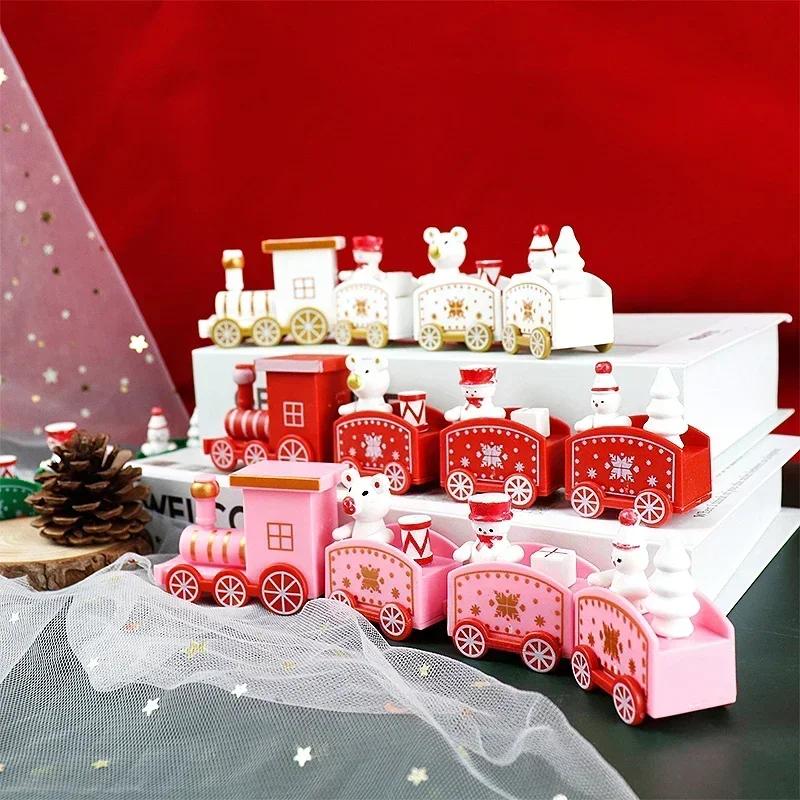 Plastic Christmas Train Ornaments Christmas Children Baking Party Decoration Home Table Xmas New Year Gifts Santa Claus Crafts