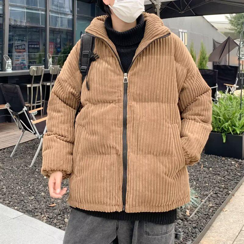 Hong Kong Style Men's 2024 Autumn/Winter Trendy Thick Cotton Jacket