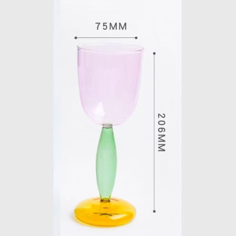 1pc Colored Goblet Glass Wine Glass Cup Bordeaux Burgundy Glasses Borosilicate Glass Cocktail Glasses Drinkware Lover Decoration