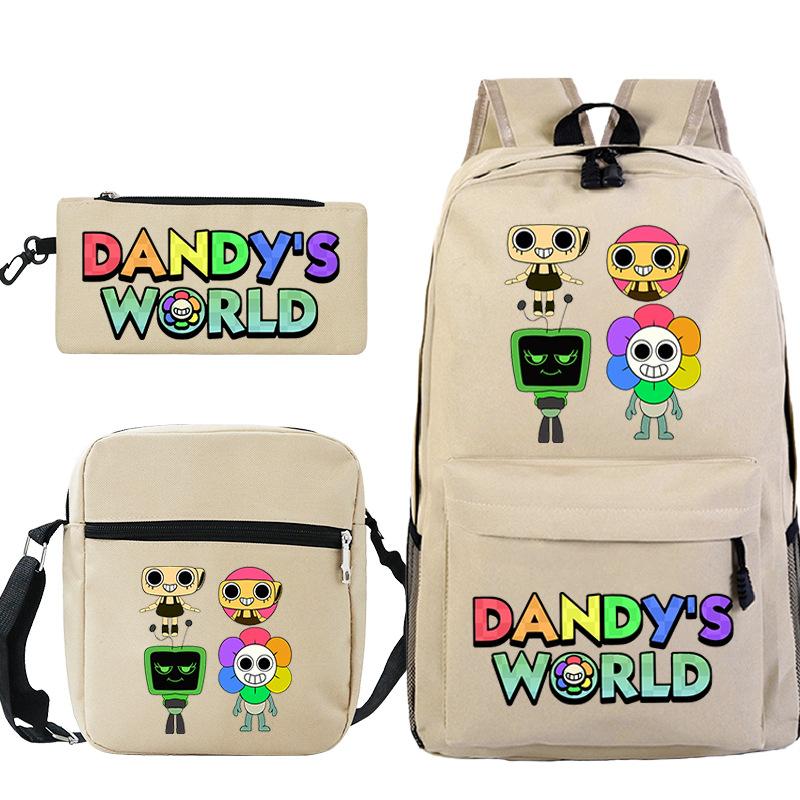 Dandy'S World Printed Fashion Children'S Pencil Case Messenger Bag Three-Piece Set Primary And Secondary School Bag