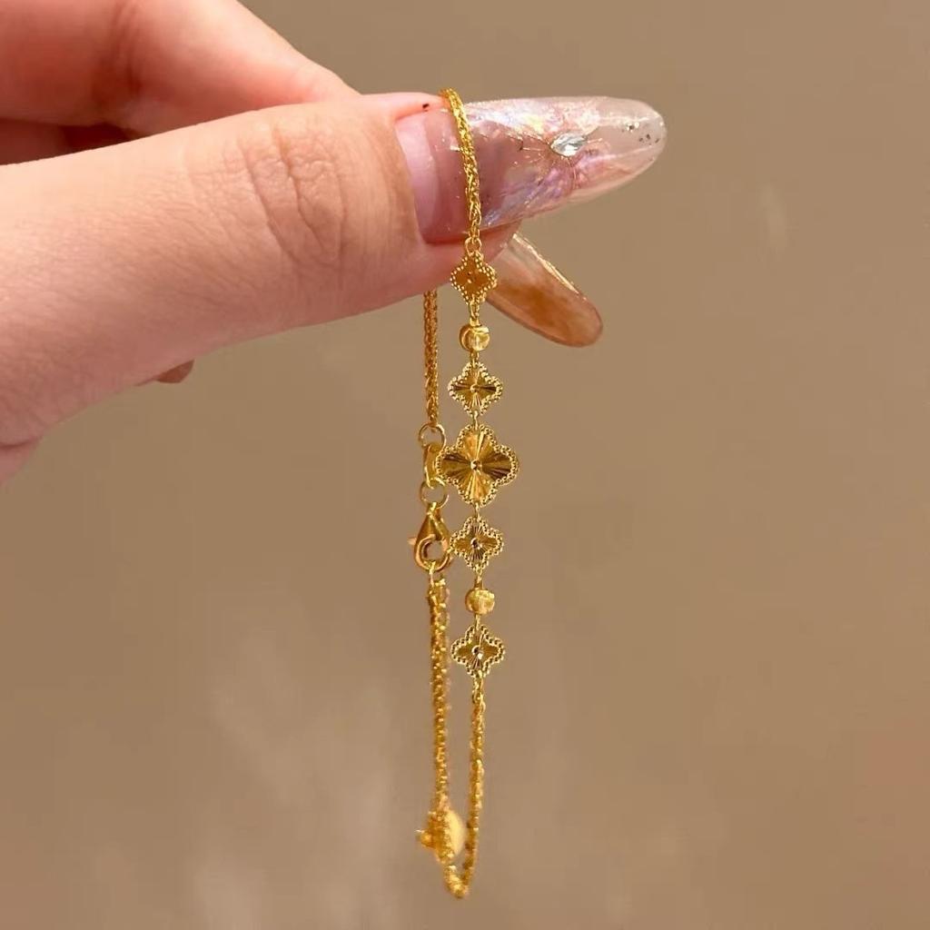 New Five-flower Four-leaf Clover Bracelet Women's Light Luxury Niche Design Sweet Color Jewelry Trendy Versatile Exquisite Jewelry