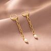 Unique Geometric Gold Plated Copper Earrings With Pearl Jewelry Trendy