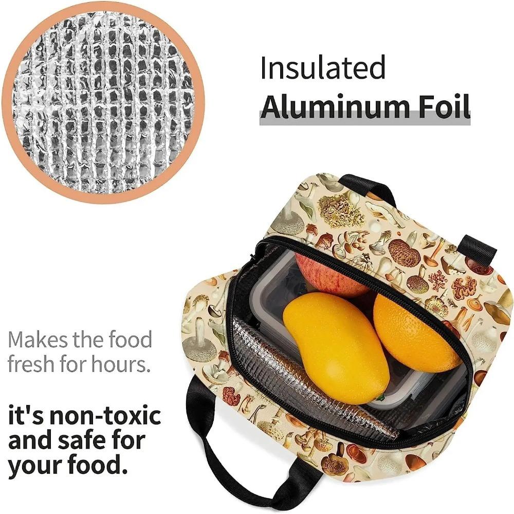 Vintage Pilz Isolierte Lunchtasche Frauen Mädchen Wiederverwendbare Lunchbox für Kinder Auslaufsichere Kühltasche für Schule Arbeit Reise Picknick