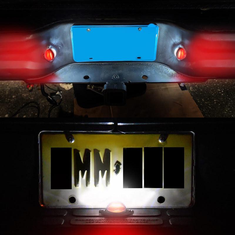 12V 24V LED Half-circle License Plate Light White Red Rear Driving Number Plate Lamp for Truck Trailer ATV Lorry Car Bus Van RV