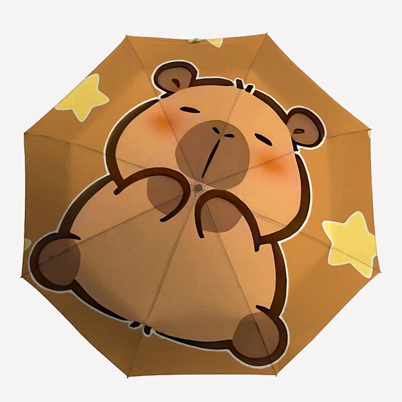 Capybara Themed Travel Umbrella-8 Ribs Automatic Opening and Closing, Portable Folding Design, Compact and Stylish Umbrella Suitable for Out
