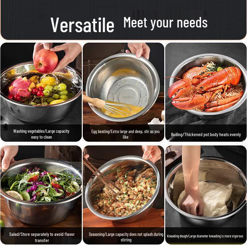 Thickened Stainless Steel Multi-Purpose Kitchen Bowl