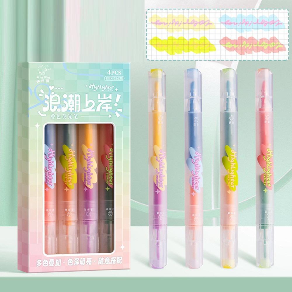 

4PCS/Set DIY Scrapbook Painting Fluorescent Pen Double-ended Painting Color Pen School Office 03