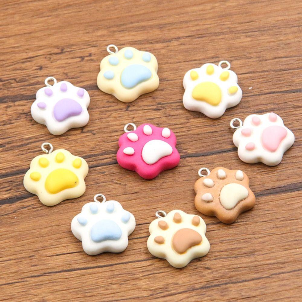 10pcs Resin Colorful Cat Claw Beads Cartoon Cat Claw Resin Pendant Bead Earring Making