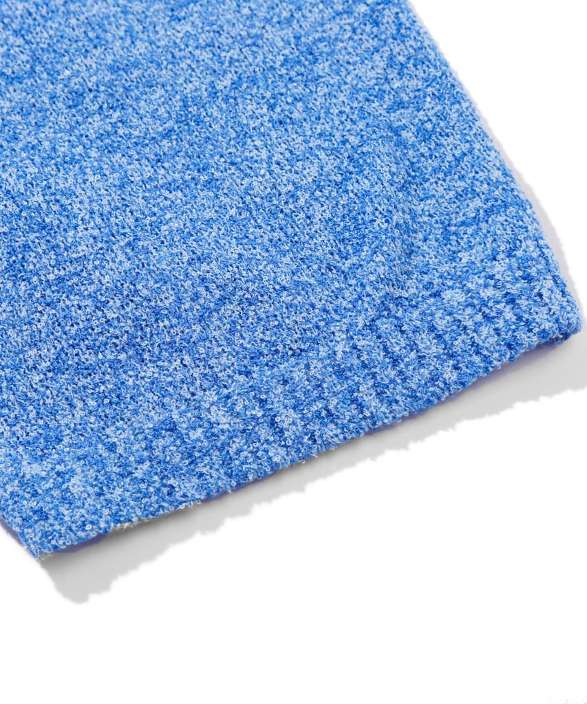 TRILLION Washable Boucle Collar Short Sleeve Knit (Melange Blue)