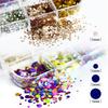 1 Box Round Glitter Nail Art Sequins 12 Grids Assorted Color Holographic Nail Charm Foils DIY Nail Design Crafts Manicure Decoration Accessories