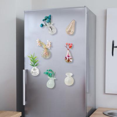 Mini-Glasvase, Kühlschrankmagnet, für Zuhause, Büro, Küche, Spind, Kühlschrank, 3D-Miniatur-Blumenvase, magnetische Dekoration, Ornament