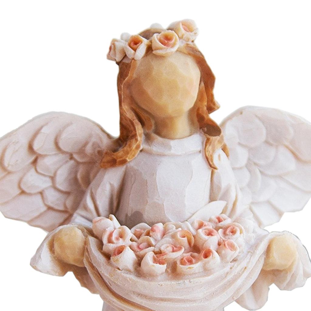 Angel Figurine Luxury Decorative Statuette Collectible Resin Sculpture for Living Room Bedroom Tabletop Decoration