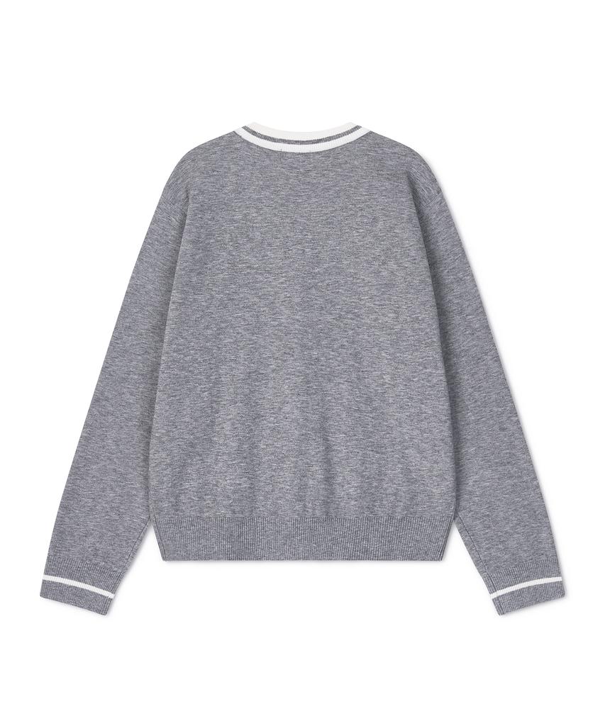 Antomas Placket Contrast Cardigan Women'S - Melange Gray