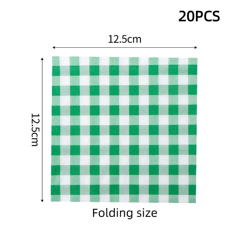20 Sheets Colorful Gingham Disposable Paper Napkins Soft Absorbent For Picnics Birthday Wedding Holiday Table Decorations