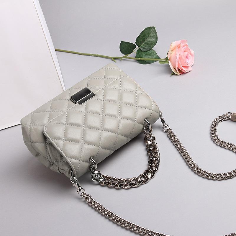 Neue Damen-Tasche trendig lässig Rauten-Ketten-Tasche Schafsmuster einfache Schulter-Crossbody-Kleintasche