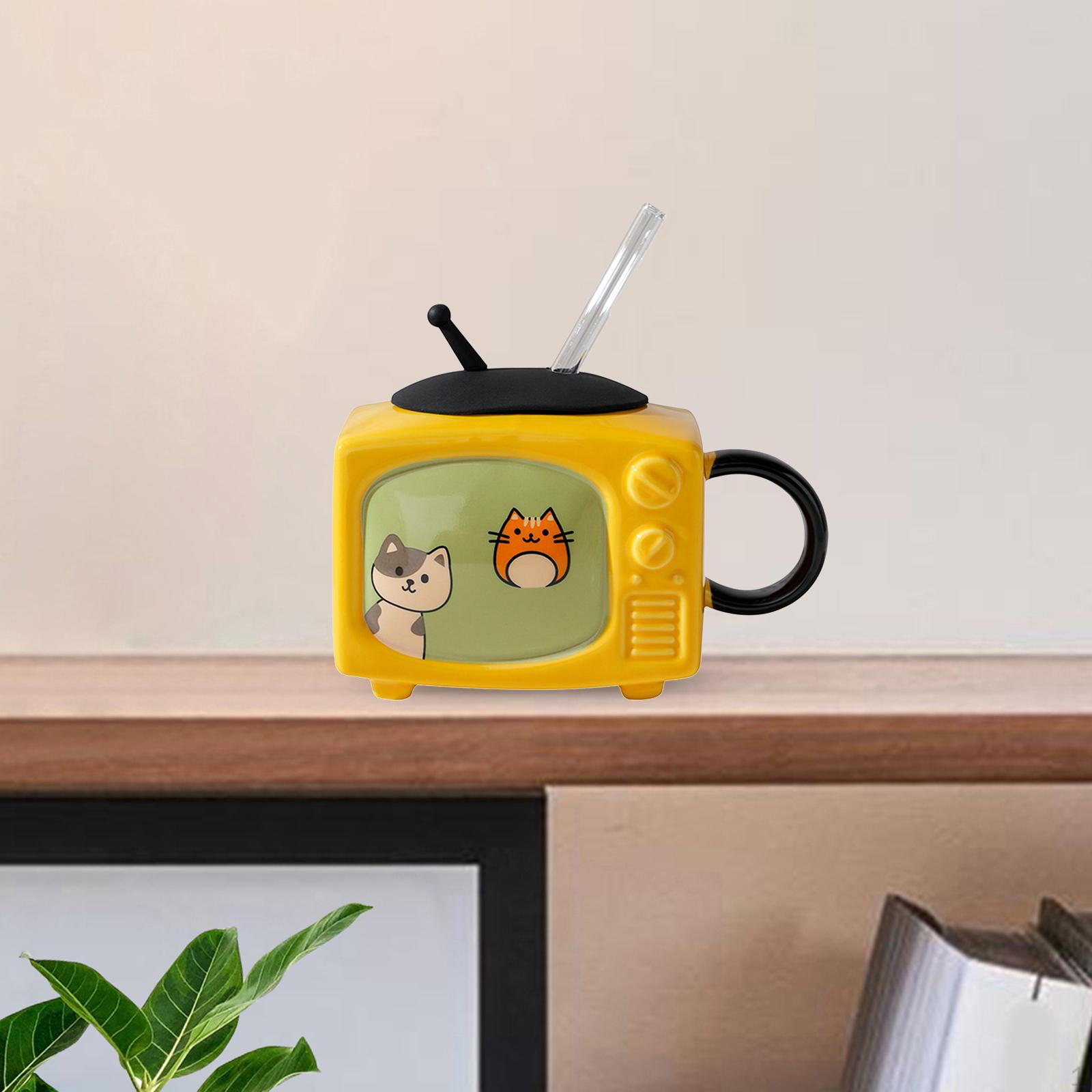 

-Кофейная чашка, чай, молоко, маленькая форма телевизора, посуда для напитков, кофейная чашка для офиса, темно-желтого