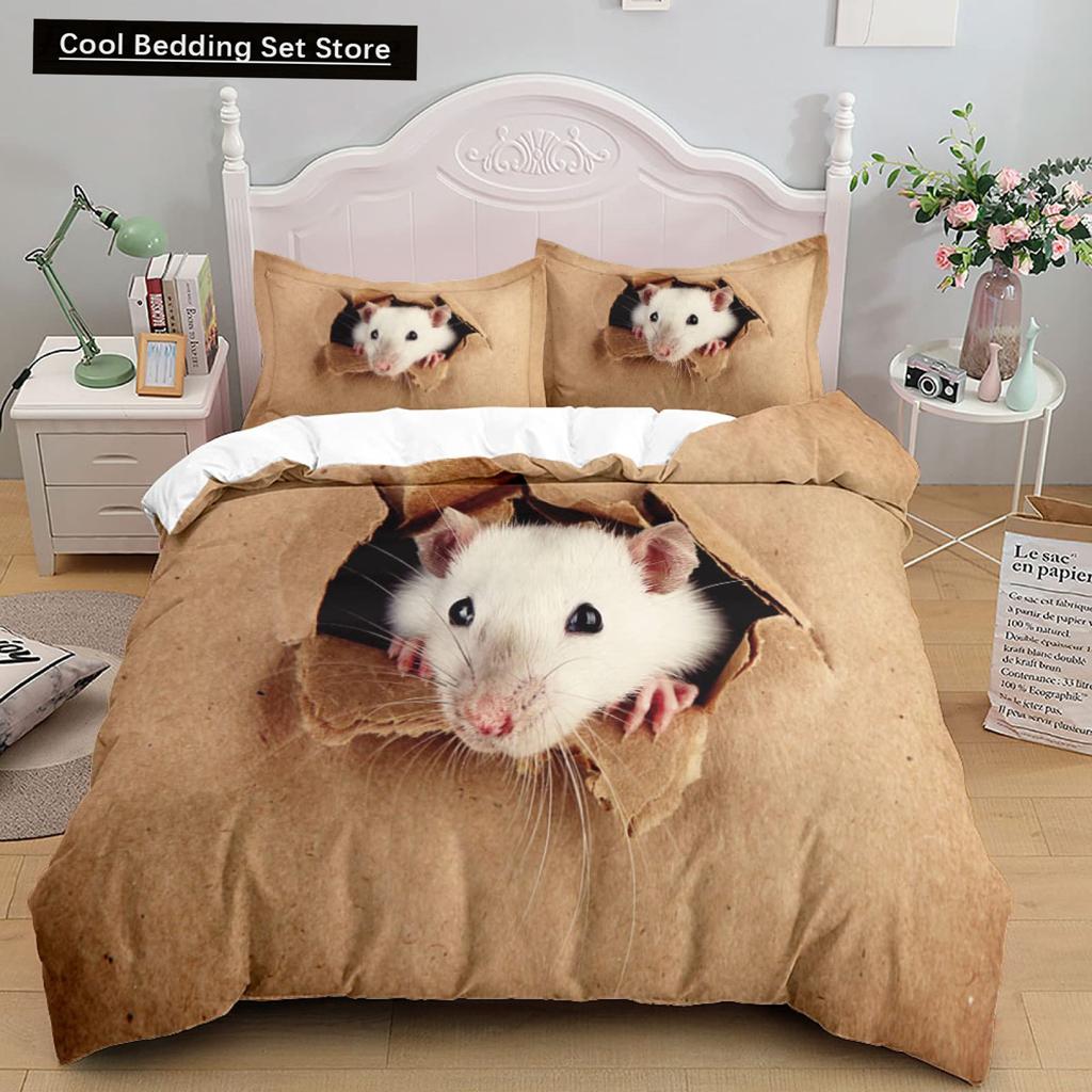 Hamster Duvet Cover King Queen Size Family Pet Guinea Pig Bedding Set for Kids Boys Girls Lovely Mini Animal 2/3pcs Quilt Cover