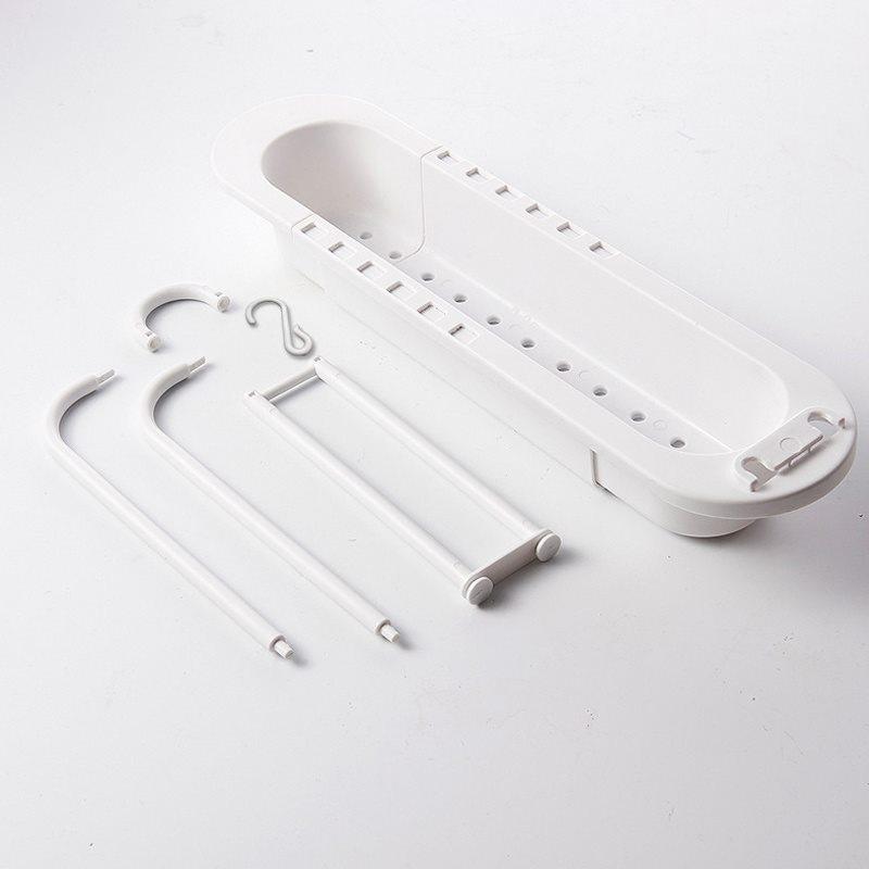 Kitchen Telescopic Sink Drain Rack Sink Dish Towels Soap Sponge Storage Basket