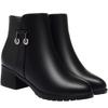 Women's thick-heeled short boots, autumn and winter new single boots, soft leather and velvet leather shoes