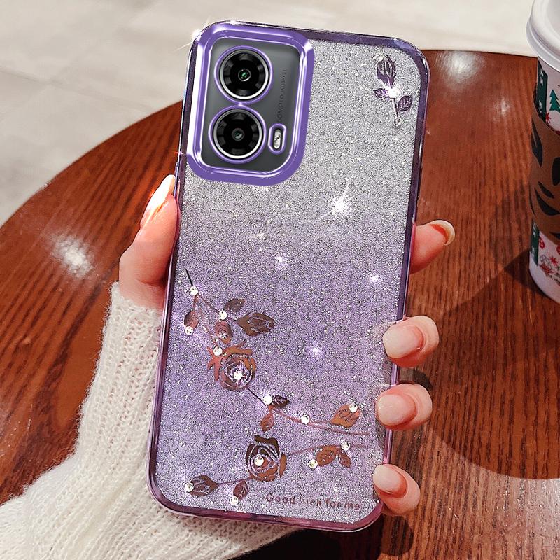 KADEM For Motorola Moto G24 5G/Moto G24 4G Case TPU Bling Glitter Rhinestone Phone Guard Cover