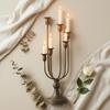 6 Arm Candelabra Worn Finish Tabletop Bronze Toned Iron Candle Stand