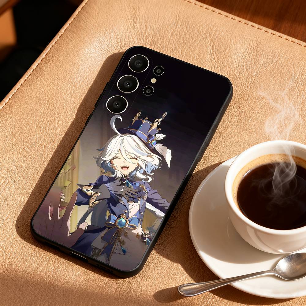 Genshin Impact Fennina Phone Case For Samsung S26,S25,24,23,22,30,21,10,9,Ultra,Plus,Lite,Black Soft Case