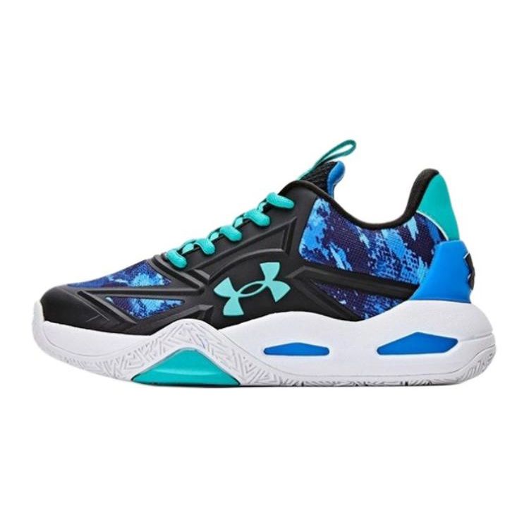 Under Armour Comfortable Durable Breathable Mid-Top Kids Basketball Shoes Kids Sneakers Black Blue 2411206