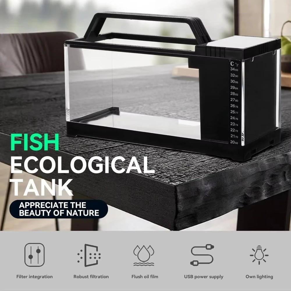 Heating Pad Integrated Fish Tank Built-In Light Desktop Fish Tank Office Decor