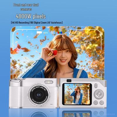 Compact 48MP Dual Camera with 16x Zoom and HD Video Recording
